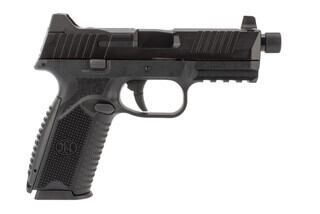 FN 509 Tactical 9mm pistol in black features a threaded barrel